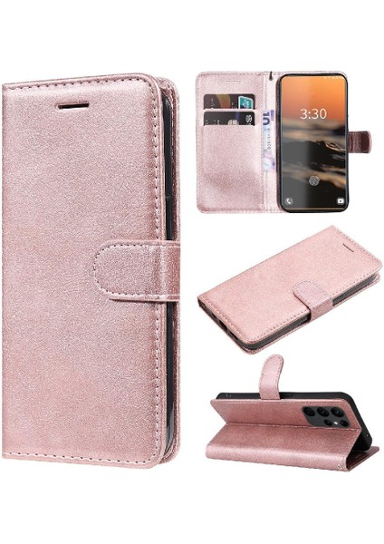 Samsung Galaxy S23 Ultra Klasik Düz Renk Iş Cüzdan Için Flip Case (Yurt Dışından)