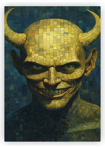 Puzzle Mozaik Şeytan Ahşap Poster 20X29 cm