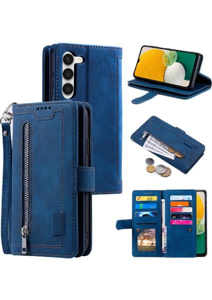 Samsung Galaxy S23 Kordon 9 Kart Yuvaları Pu Deri Cüzdan Için Flip Case (Yurt Dışından)