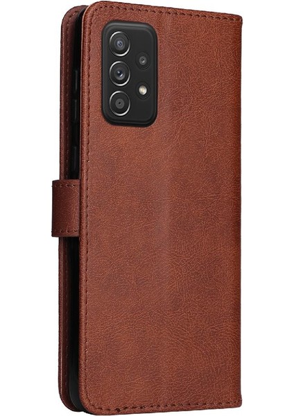 Kart Yuvası Klasik Düz Renk ile Samsung Galaxy A73 5g Için Flip Case (Yurt Dışından)