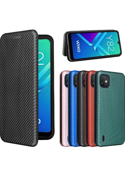 Wiko Y82 Deri Folio Flip Case Kart Ekleme Tam Koruma Için Kılıf (Yurt Dışından)