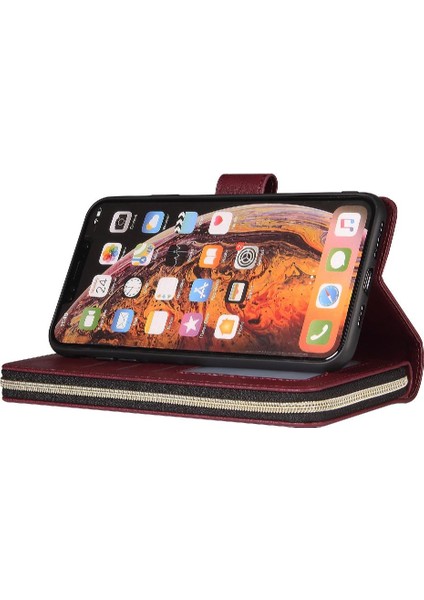Iphone Xs Max Fermuar Cep Cüzdan Durumda 9 Kart Yuvaları ile Flip (Yurt Dışından)