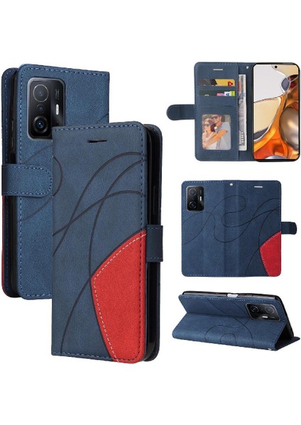 Xiaomi 11T/11T Pro Pu Deri Flip Folio Kılıf Kickstand Iki Renkli (Yurt Dışından)