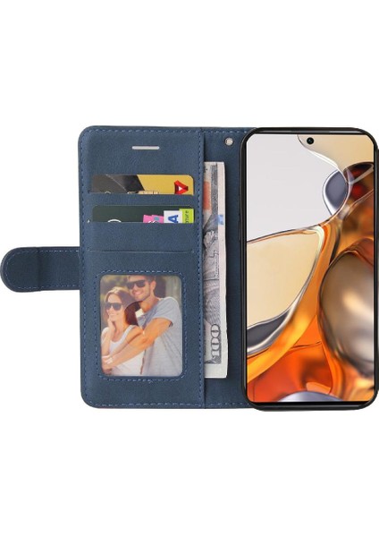 Xiaomi 11T/11T Pro Pu Deri Flip Folio Kılıf Kickstand Iki Renkli (Yurt Dışından)