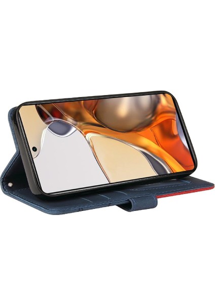 Xiaomi 11T/11T Pro Pu Deri Flip Folio Kılıf Kickstand Iki Renkli (Yurt Dışından)