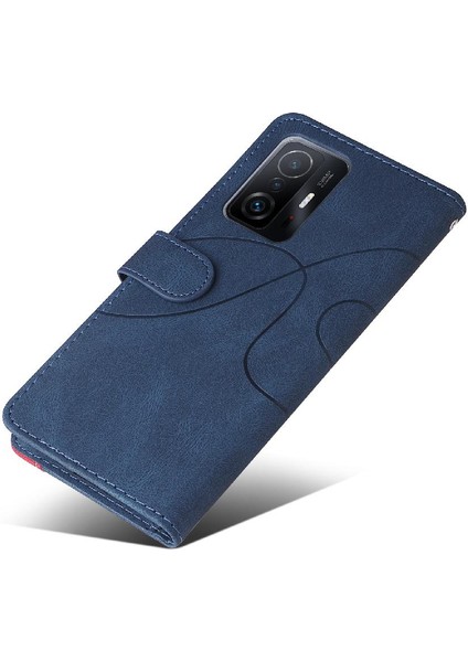 Xiaomi 11T/11T Pro Pu Deri Flip Folio Kılıf Kickstand Iki Renkli (Yurt Dışından)