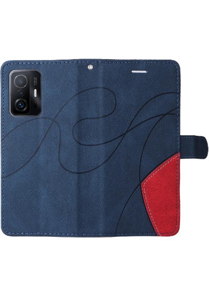 Xiaomi 11T/11T Pro Pu Deri Flip Folio Kılıf Kickstand Iki Renkli (Yurt Dışından)