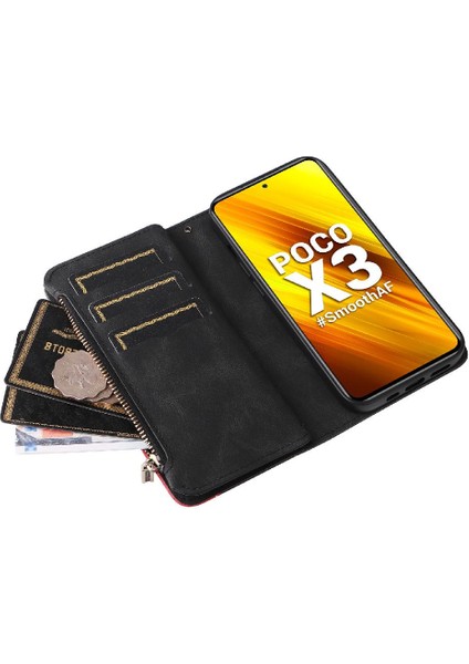 Xiaomi Poco X3/x3 Pro/x3 Nfc Kart Yuvası Standı ile Fermuar Cüzdan (Yurt Dışından)
