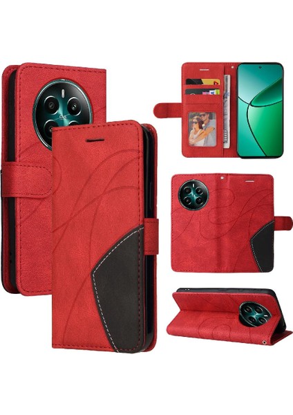 Kart Yuvası Standı ile Realme 12 Artı Için Flip Case Pu Deri Flip Folio (Yurt Dışından)