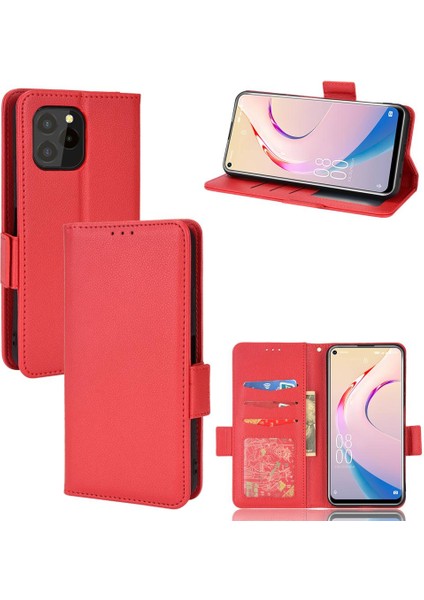 Oukitel C21 Pro Pu Deri Kart Yuvaları Için Kılıf Tutucu Manyetik Cüzdan Yan (Yurt Dışından)
