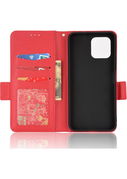 Oukitel C21 Pro Pu Deri Kart Yuvaları Için Kılıf Tutucu Manyetik Cüzdan Yan (Yurt Dışından)