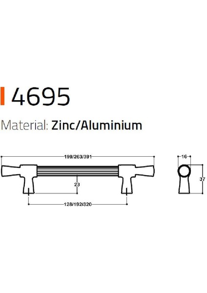 4696 Klasik Kulp Antik Renk 192 mm