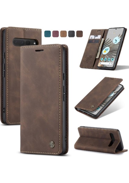 Google Piksel 7 Pro Için Flip Case Vintage Pu Deri Cüzdan Kılıf Kart Yuvası (Yurt Dışından)