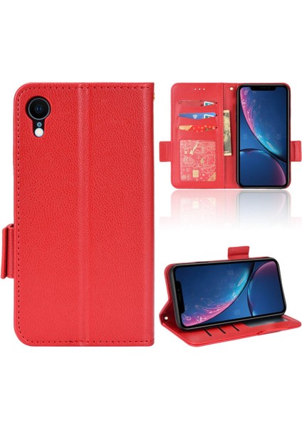 Iphone Xr Için Kılıf Manyetik Kart Yuvaları Tutucu Yan Toka Cüzdan Pu Deri (Yurt Dışından)