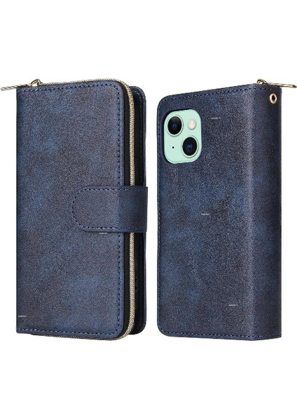Iphone 15 Artı Cüzdan Durumda 9 Kart Yuvaları ile Fermuar Cep Flip (Yurt Dışından)