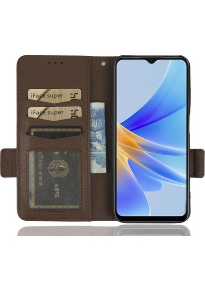 Oppo A17/A17K Manyetik Cüzdan Kart Yuvaları Için Kılıf Tutucu Pu Deri Yan (Yurt Dışından)