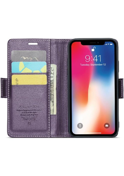 IPhone Xs Max Cüzdan Durumda Anti Dolandırıcılık Kart Yuvası Kickstand (Yurt Dışından)