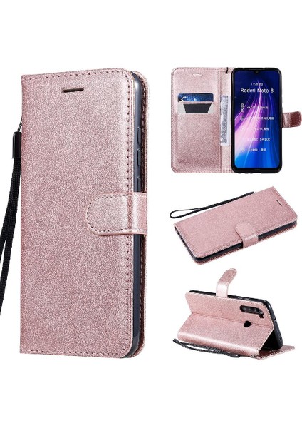 Kart Yuvası ile Xiaomi Redmi Not 8 Için Flip Case Klasik Düz Renk Yüksek (Yurt Dışından)