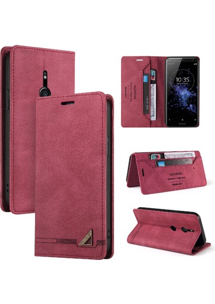 Sony Xperia Xz2 Premium Deri Kickstand Iki Kart Yuvaları Için Kılıf (Yurt Dışından)
