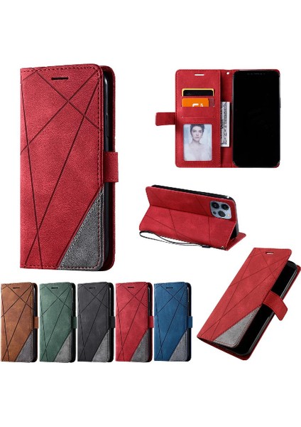 IPhone 13 Için Kılıf Pro Max Manyetik Pu Deri Cüzdan Flip Folio Kart (Yurt Dışından)