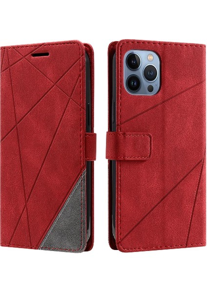 IPhone 13 Için Kılıf Pro Max Manyetik Pu Deri Cüzdan Flip Folio Kart (Yurt Dışından)