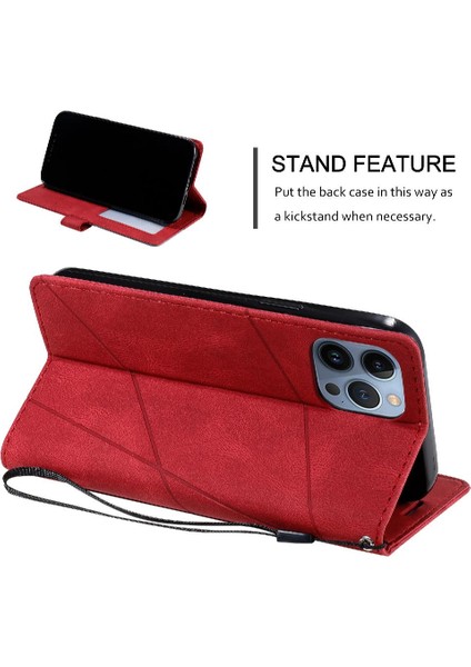 IPhone 13 Için Kılıf Pro Max Manyetik Pu Deri Cüzdan Flip Folio Kart (Yurt Dışından)