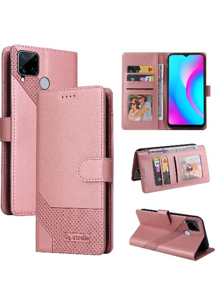 Realme C15 Darbeye 4 Köşe Koruma Kickstand Üç Için Flip Case (Yurt Dışından)