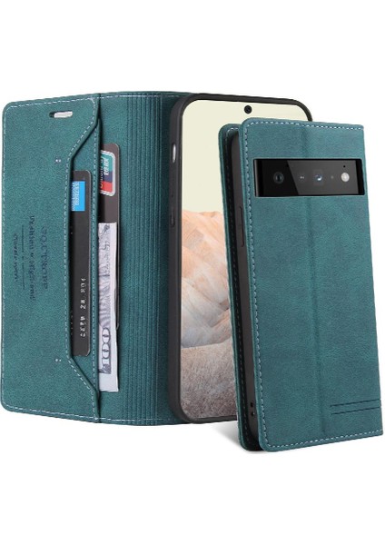 Google Pixel 6 Premium Deri Kickstand Premium Deri Iki Için Kılıf (Yurt Dışından)