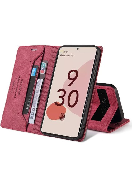 Google Pixel 7 Pro Kickstand Premium Deri Iki Kart Yuvası Için Kılıf (Yurt Dışından)