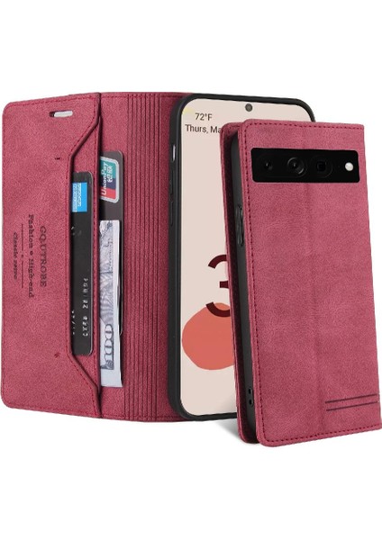 Google Pixel 7 Pro Kickstand Premium Deri Iki Kart Yuvası Için Kılıf (Yurt Dışından)