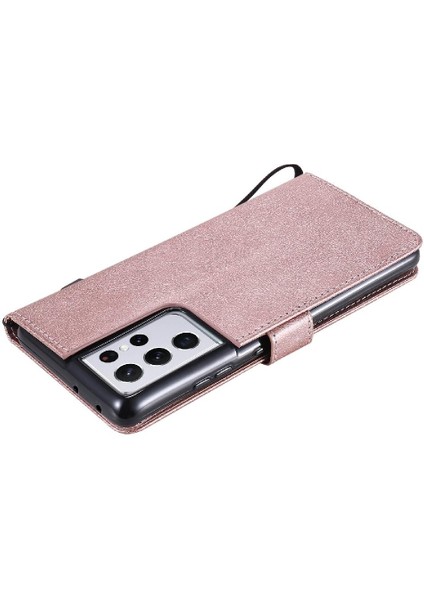 Kart Yuvası Klasik Düz Renk ile Samsung Galaxy S21 Ultra Için Flip Case (Yurt Dışından) indirimleri