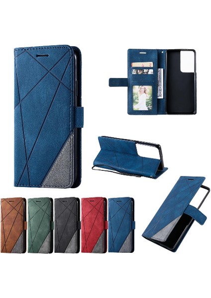 Samsung Galaxy S21 Ultra Darbeye Pu Deri Manyetik Kart Flip Case (Yurt Dışından)
