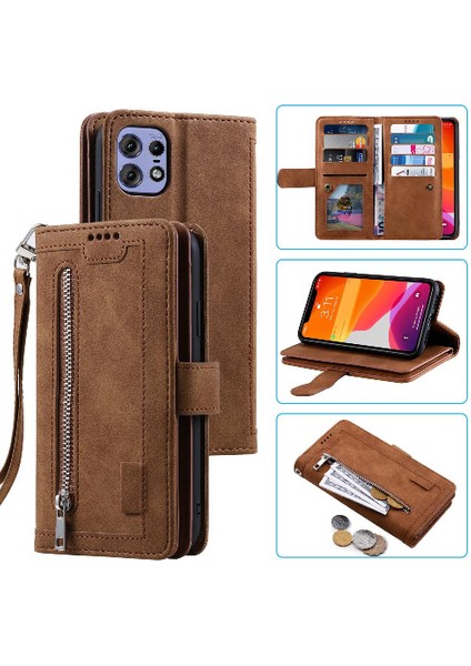 Motorola Moto Kenar 50 Pro 9 Kart Yuvaları Pu Deri Cüzdan Için Flip Case (Yurt Dışından)