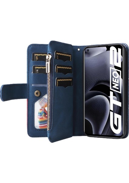 Realme Gt Neo 2 Fermuar Cüzdan Tarzı Iki Renkli Dikiş Dokuz (Yurt Dışından)