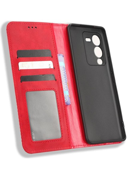 Vivo V25 Pro Manyetik Kapatma Pu Deri Cüzdan Için Kılıf (Yurt Dışından)