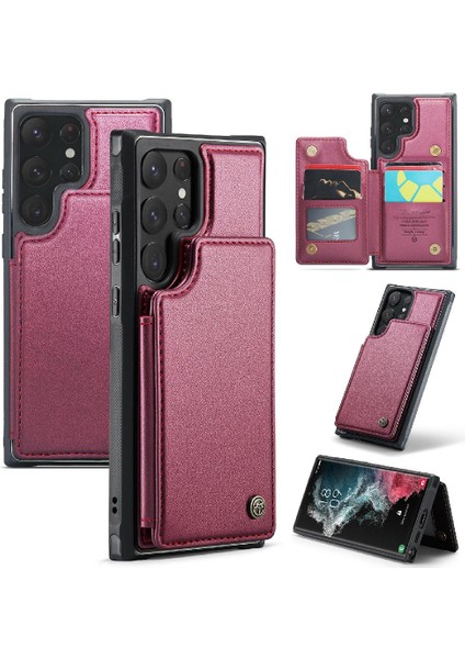 Samsung Galaxy S22 Ultra Kickstand Ince Darbeye Dayanıklı Caseme Cüzdan Kılıf (Yurt Dışından)