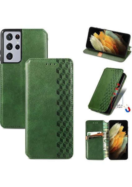 Samsung Galaxy S21 Ultra Zarif Iş Cüzdan Fonksiyonu Için Kılıf Çevirin (Yurt Dışından)