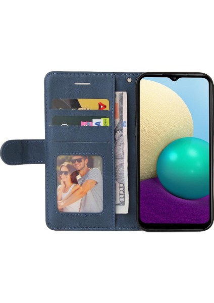 Samsung Galaxy A02/M02 Iki Renkli Dikiş Kickstand Koruyucu Kılıf (Yurt Dışından)