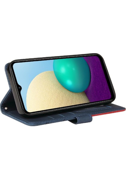 Samsung Galaxy A02/M02 Iki Renkli Dikiş Kickstand Koruyucu Kılıf (Yurt Dışından)