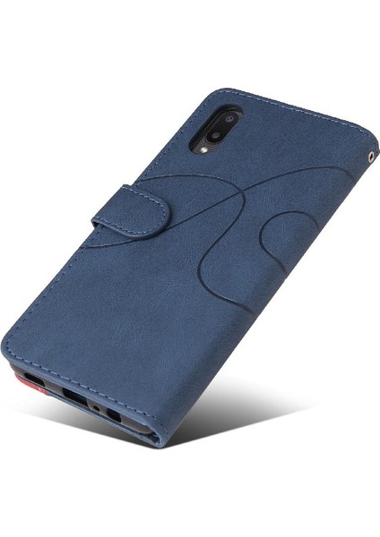 Samsung Galaxy A02/M02 Iki Renkli Dikiş Kickstand Koruyucu Kılıf (Yurt Dışından)