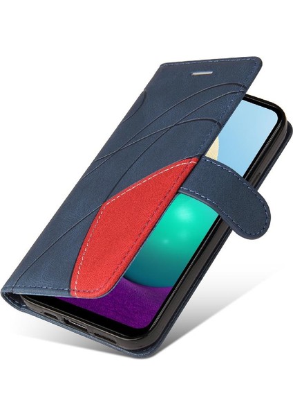 Samsung Galaxy A02/M02 Iki Renkli Dikiş Kickstand Koruyucu Kılıf (Yurt Dışından)