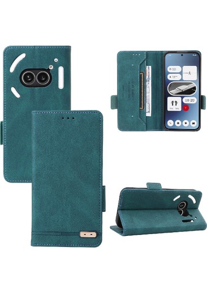 Nothing Telefon 2A Manyetik Karbon Fiber Deri Folio Flip Case (Yurt Dışından)