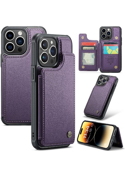 IPhone 14 Pro Max Kart Tutucu Pu Deri Kickstand Için Caseme Cüzdan Kılıf (Yurt Dışından)