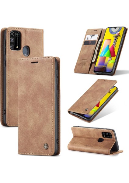 Samsung Galaxy M31 Için Flip Case Kart Yuvası Kickstand Flip Folio Kitap (Yurt Dışından)