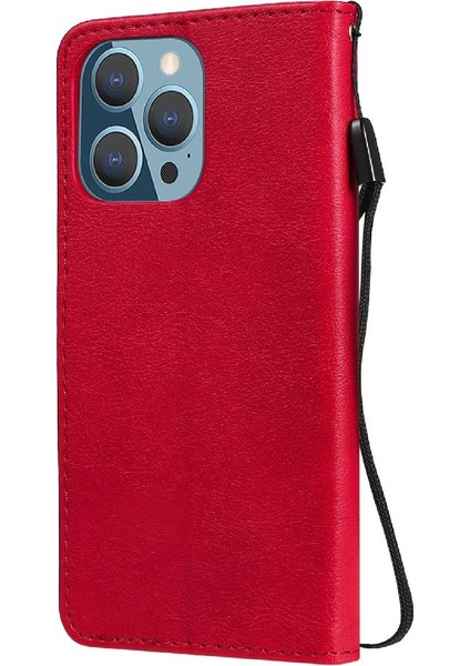 Iphone 13 Pro Için Flip Case Yüksek Kalite Deri Klasik Düz Renk Telefon (Yurt Dışından)