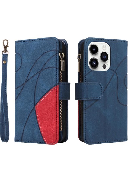 IPhone 15 Için Kılıf Pro Dokuz Kart Yuvaları ile Fermuar Cüzdan Tarzı Kickstand (Yurt Dışından)