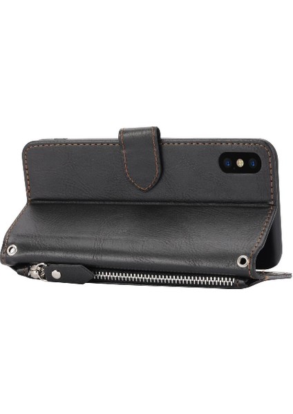 Iphone Xs Max Anti Scratch Kickstand Manyetik Kapatma Kartı Için Flip Case (Yurt Dışından)
