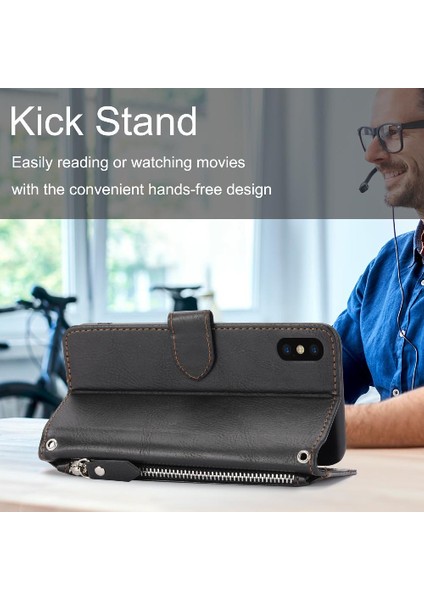 Iphone Xs Max Anti Scratch Kickstand Manyetik Kapatma Kartı Için Flip Case (Yurt Dışından)