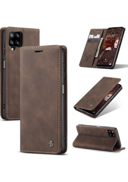 Samsung Galaxy A12 5g Manyetik Kapatma Darbeye Vintage Pu Için Flip Case (Yurt Dışından)