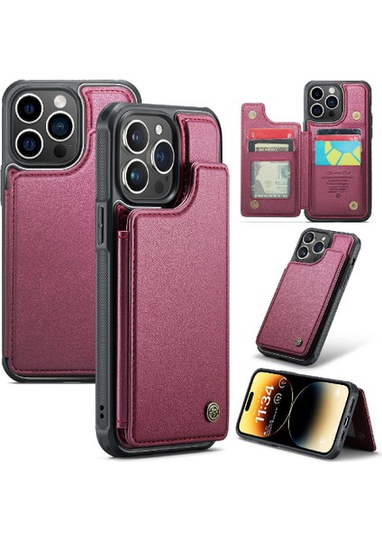 IPhone 14 Pro Max Kart Tutucu Pu Deri Kickstand Için Caseme Cüzdan Kılıf (Yurt Dışından)